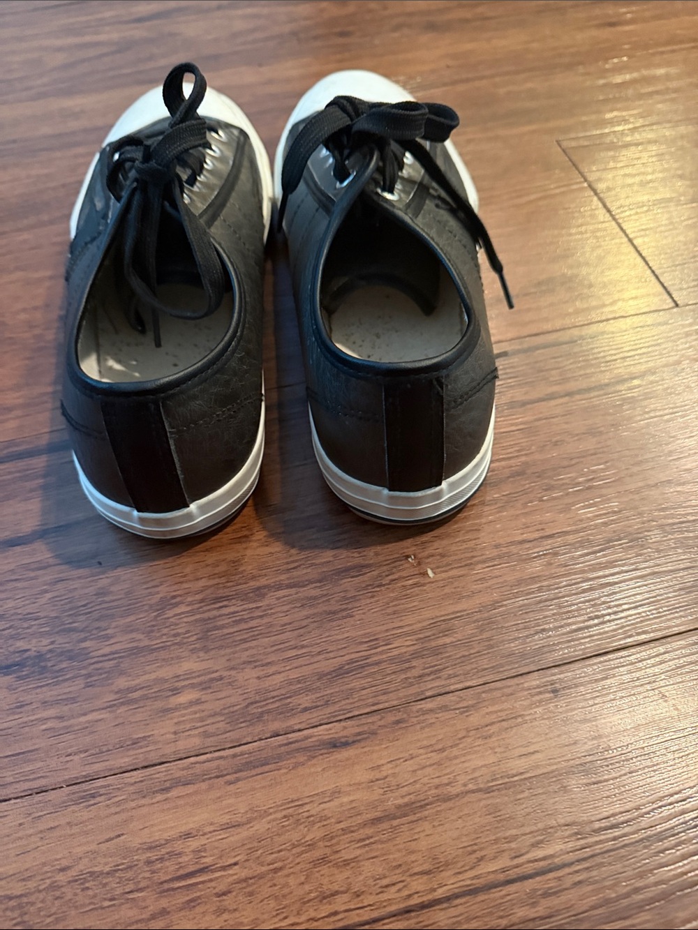Black Low-Top Lace-Up Sneakers with White Toe Cap - Picture 3 of 3
